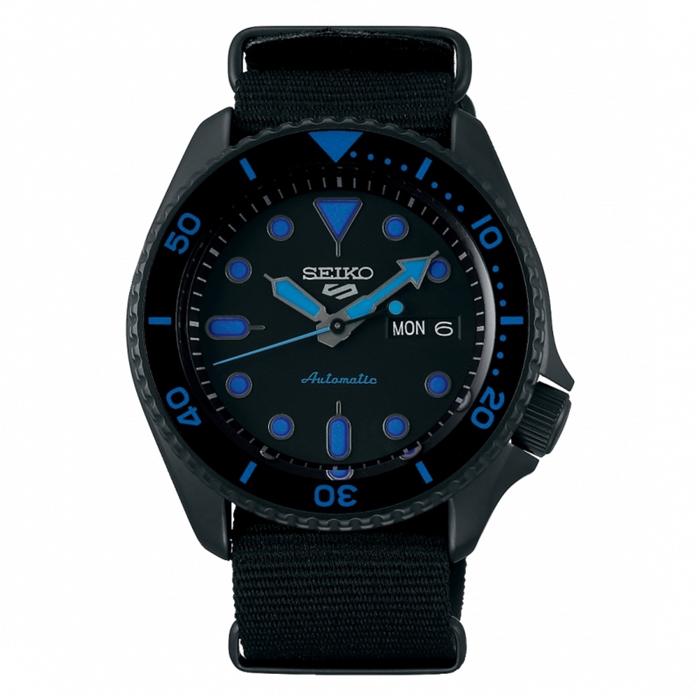 精工5號 SEIKO 5 sport運動潮流機械腕錶 黑色4R36-07G0A