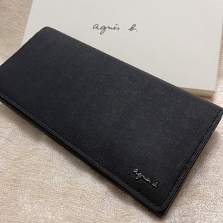 全新 agnes b. 新款 掀蓋 logo 黑色 防刮 牛皮 翻蓋 信封 皮夾 長夾 男用 薄款 保證真品 正品 小b