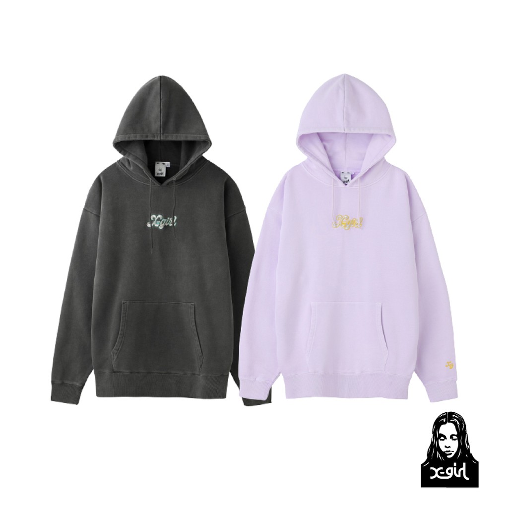 X-girl GLITTER LOGO SWEAT HOODIE 電繡帽T 105211012003