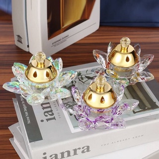 水晶玻璃酥油燈座 蠟燭臺 供佛燈 蓮花燈 純銅長明燈架 供燈佛