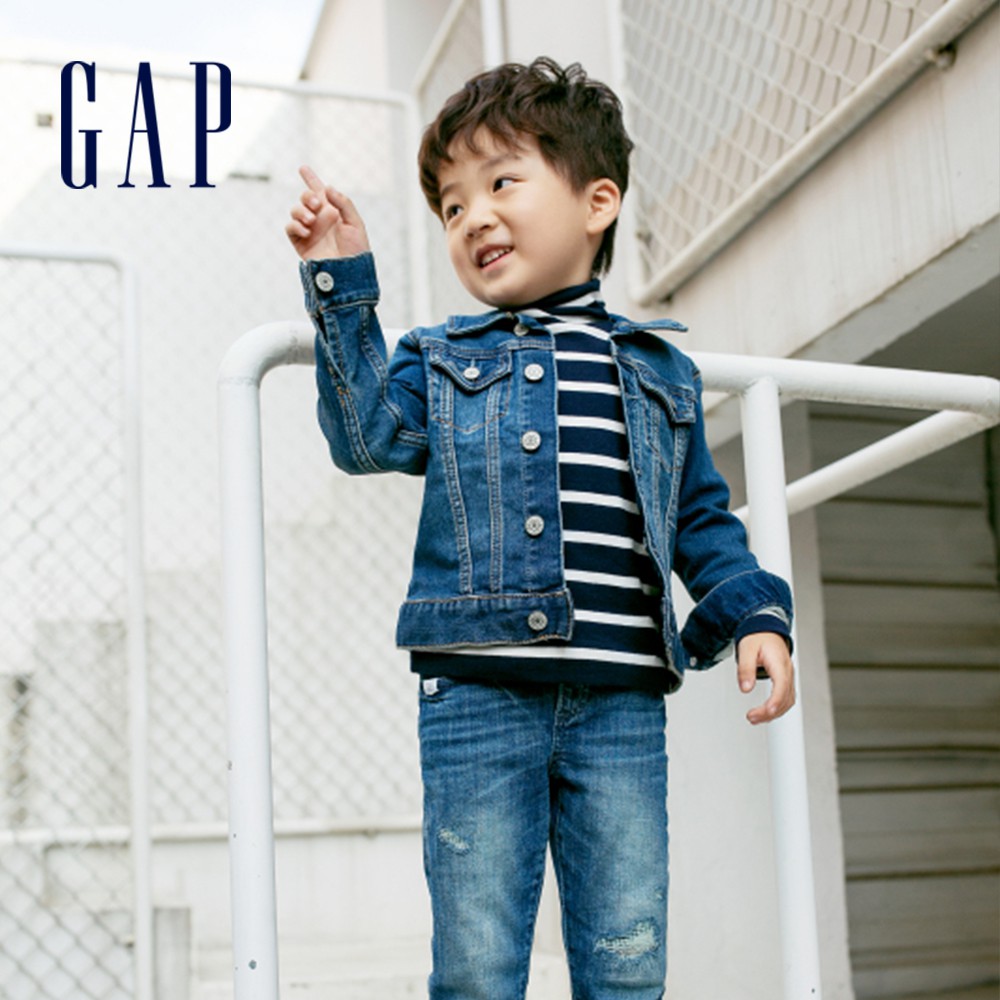 Gap 男幼童裝 鬆緊牛仔束口牛仔褲-中度水洗(358880)