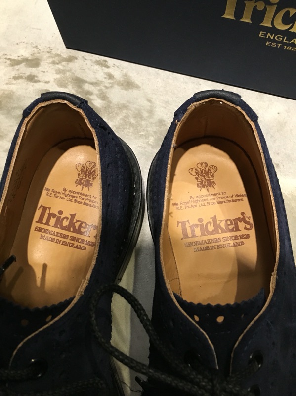 Tricker's bourton 麂皮深藍色經典雕花鞋UK6.5(US7) | 蝦皮購物