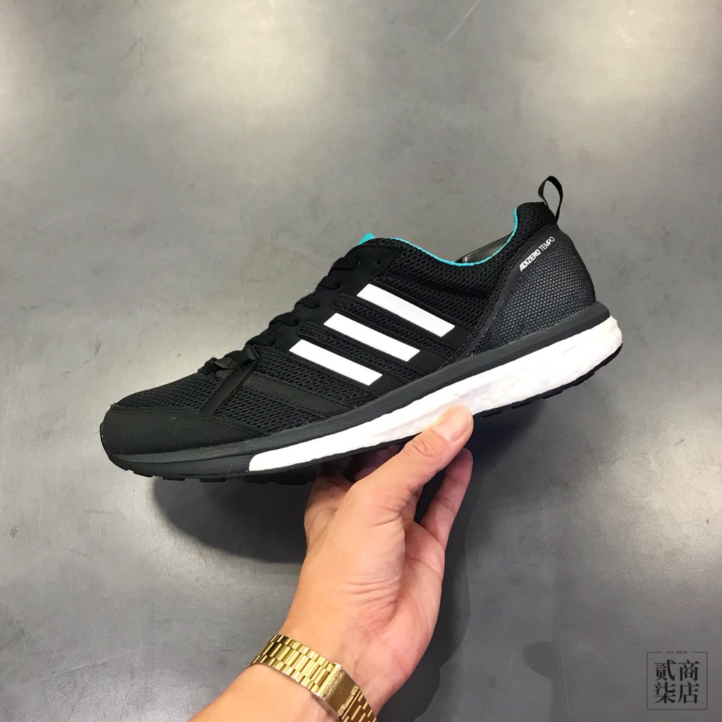 (貳柒商店) adidas Adizero Tempo 9 男款 黑色 黑藍 Boost 慢跑鞋 馬牌底 BB6649