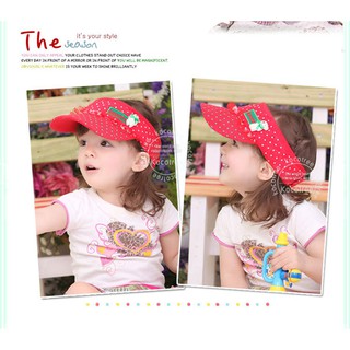【韓風童品】 Kocotree 新款兒童太陽帽子 女童時尚遮陽帽 兒童雷絲小熊空頂帽 甜美公主造型帽