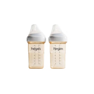 新加坡 hegen 小金奶瓶/金色奇蹟PPSU多功能方圓型寬口奶瓶240ml (雙瓶組)象牙白【衛立兒生活館】
