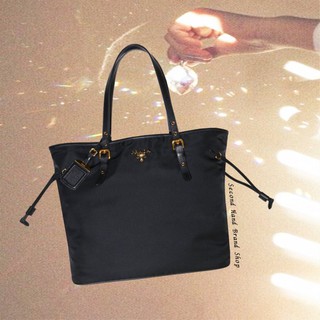 二手旗艦 PRADA BR4997 NEVERFULL 黑色 金LOGO 科技尼龍 購物包 肩揹包(中友店) 20802