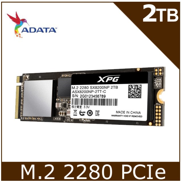 ADATA 威剛 XPG SX8200 Pro 2TB M.2 2280 PCIe SSD固態硬碟/五年保