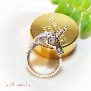 原宿風獨角獸銀戒指 可愛unicorn飾品