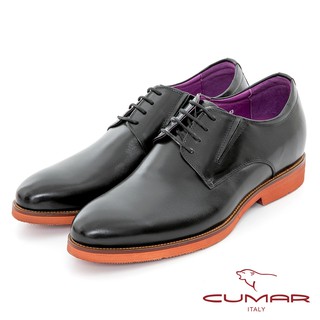 【CUMAR】隱藏增高 舒適真皮綁帶增高鞋 - 黑色