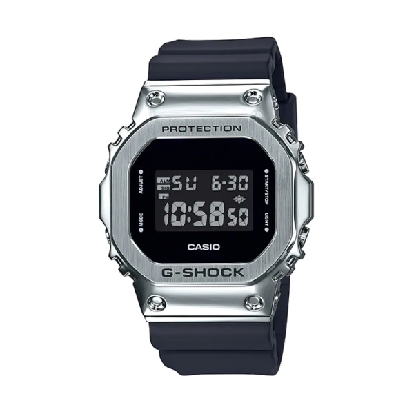 【CASIO G-SHOCK】新概念舒適貼合潮流數位運動腕錶-黑銀 GM-5600-1