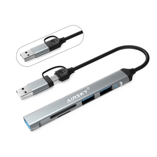 【AIRSKY】五合一Type-C/USB轉接器HC-77A 轉接線 可插SD/TF卡 雙頭設計 USB擴充 筆電擴充槽