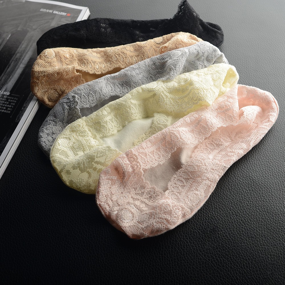 韓式 蕾絲矽膠止滑 （全圍矽膠防滑不掉跟 淺口）隱形襪套 蕾絲船襪 隱形襪