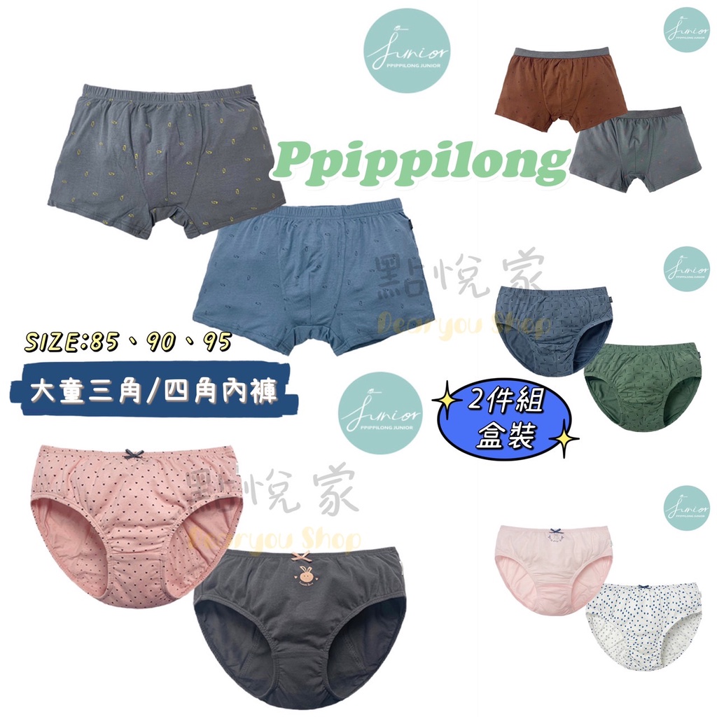 【ppippilong】韓國 兒童內褲 大童內褲 棉內褲 三角/四角內褲 男女大童 內褲 (2件組/盒裝) PPI006