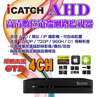 2024最新款監視器 ICATCH 5MP 高畫質HD主機 4路DVR+1T HDD 網路 監看 -台灣製造