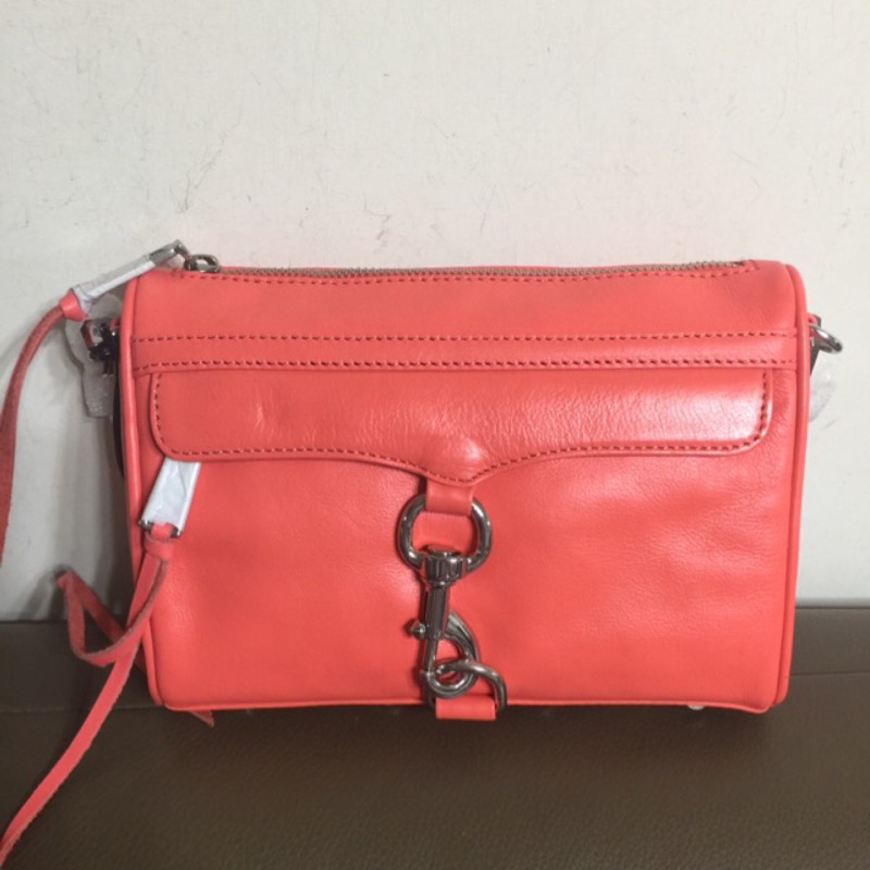 100%正品 Rebecca minkoff mini mac 鮭魚粉橘 銀鍊包 現貨