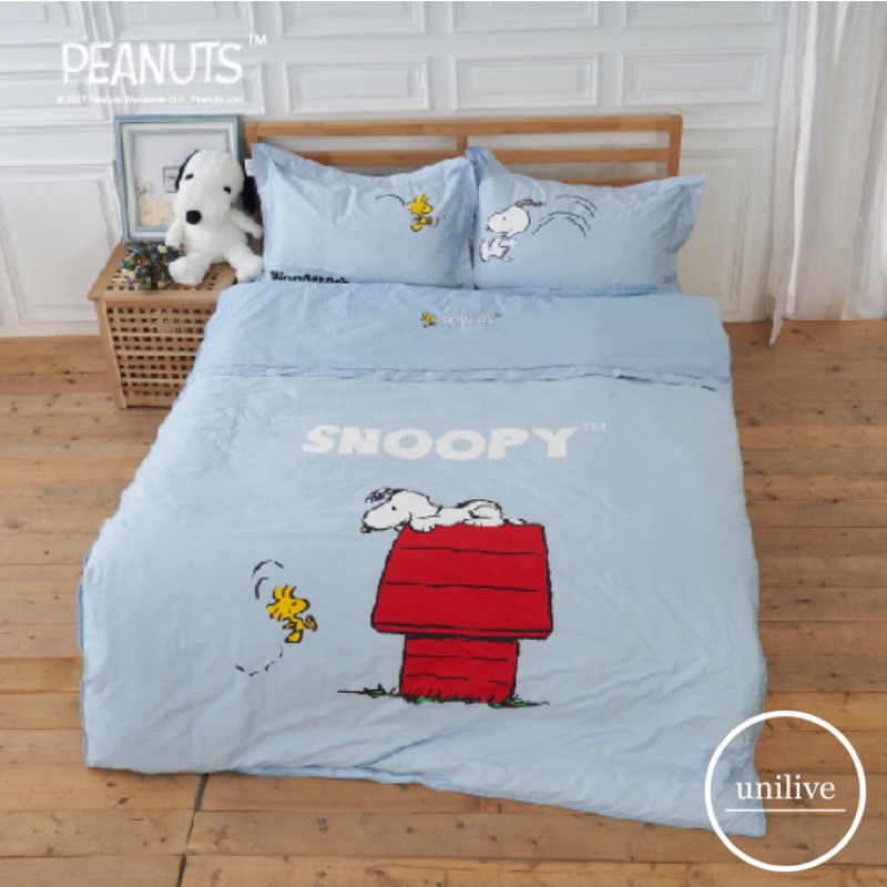 Uni 生活寢具 台灣製snoopy史努比原廠授權精梳棉防螨抗菌兩用被 床包 被套 枕頭套 單人 雙人 蝦皮購物