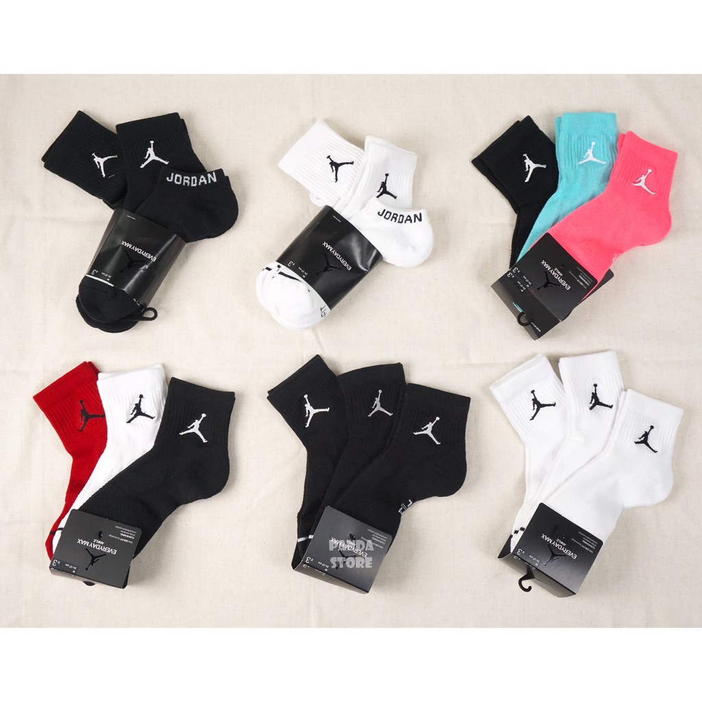 胖達）NIKE JORDAN 短襪 襪子 籃球襪 運動襪 三色 三雙一組 SX5544-011 黑紅白 黑白灰 男女