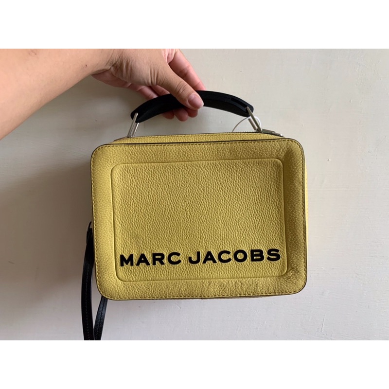 「全新」MARC JACOBS THE BOX 20 雙拉鍊牛皮兩用包（黃色）