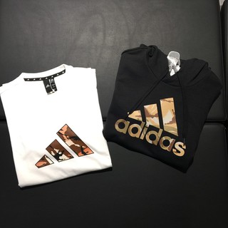 ADIDAS BADGE OF SPORT TEE / CAMOUFLAGE HOODIE 愛迪達 男 迷彩 短T 帽T