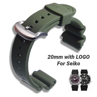 優質橡膠手錶帶 20mm適配精工鮑魚罐頭有標 SEIKO 精工錶帶