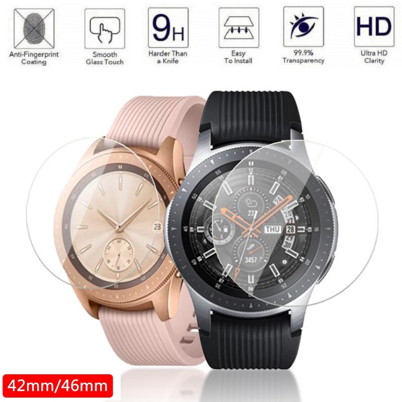 SAMSUNG 2 件套鋼化玻璃屏幕保護膜適用於三星 Galaxy Watch 46 毫米 42 毫米 Gear S3