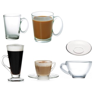 【大正餐具批發】(6入) Ocean 手把附柄杯 花茶杯 咖啡杯 紅茶杯 咖啡杯盤 玻璃杯