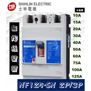 士林電機 NF125-SN 2P/3P 無熔絲斷路器/無熔絲開關