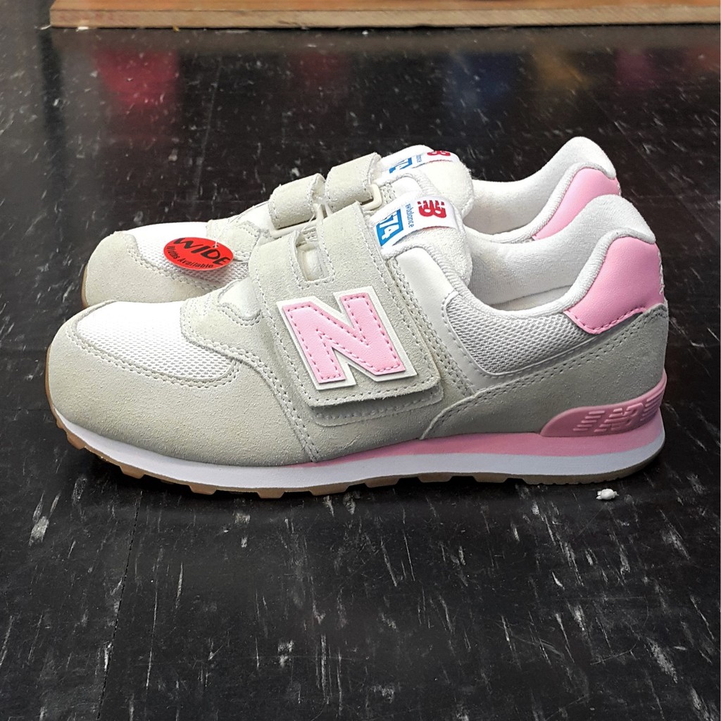 new balance nb 574 KV574RYY 童鞋 魔鬼氈 白色 米白色 粉紅色 麂皮 網布 女鞋最大23