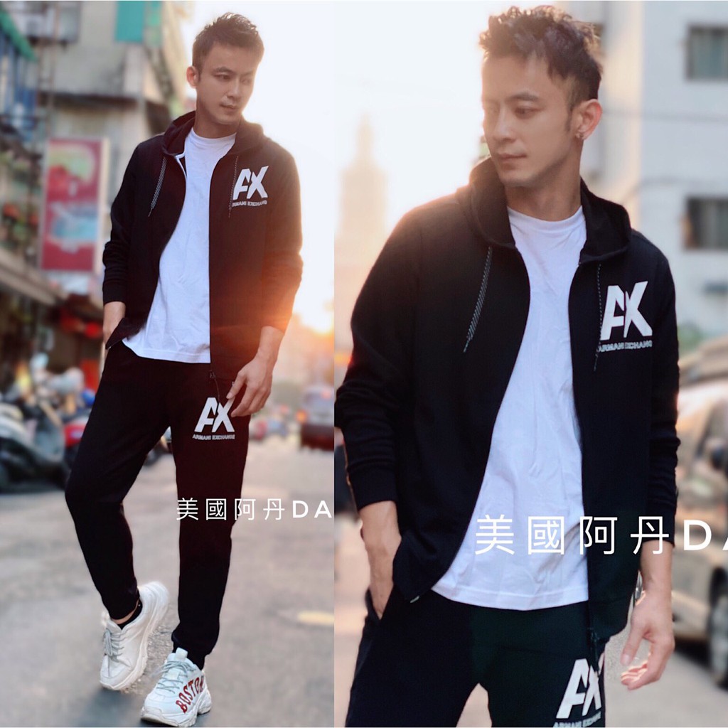 [『美國阿丹』  AX armani exchange 男生薄款外套 連帽外套 外套 經典LOGO款 黑色 現貨 ]