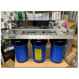 (WDS)3道不鏽鋼吊片型除氯軟化水塔過濾器10英吋、大胖3道式水塔專用型-特價2299元(含板手.螺絲*12)