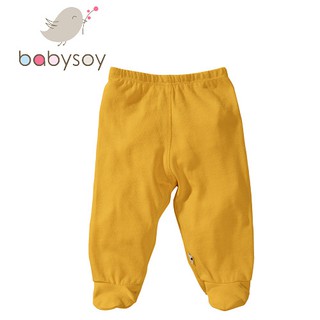 美國[Babysoy] 有機棉百搭彈性包腳長褲525 陽光黃