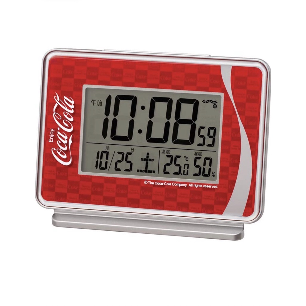可口可樂Coca-Cola  Seiko 精工時鐘 電子鐘 鬧鐘  數碼雙聲道 鬧鐘 日曆 溫度 濕度