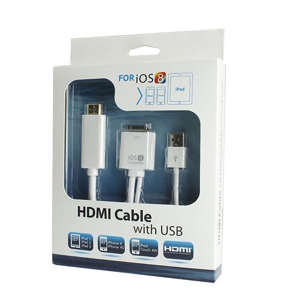 Apple iOS8 iOS9 可用 iPad Dock to HDMI (可同步充電) 轉接線 1.8m