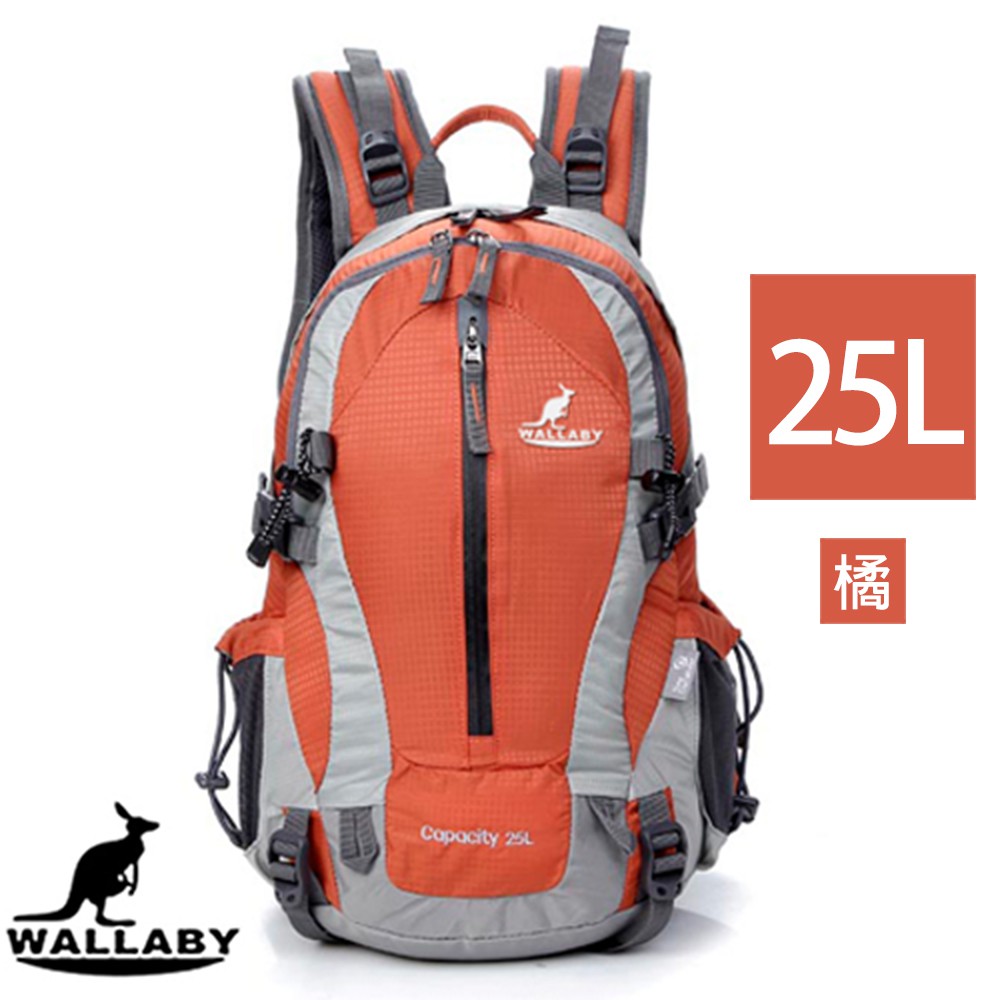 WALLABY 袋鼠牌 2083-OR 戶外旅行 登山包 雙肩包 尼龍 防水運動背包 橘色 25L