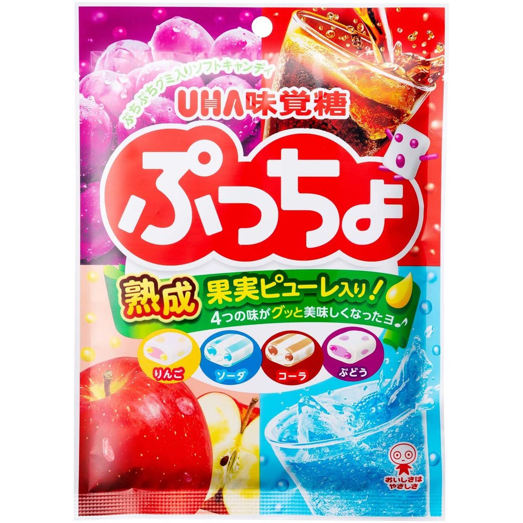 日本直郵UHA悠哈味覺糖普水果蘋果可樂葡萄軟糖果零食6袋