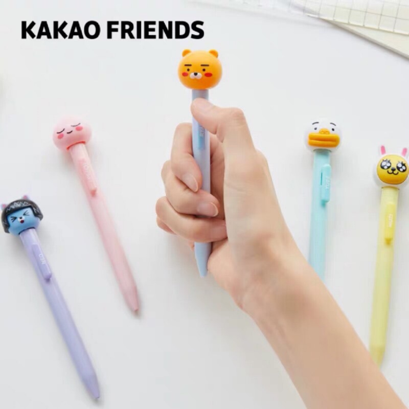 韓國正品 KAKAO FRIENDS 萊恩 桃子 TUBE NEO MUZI 萌趣大頭搖頭原子筆