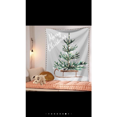 聖誕節 聖誕樹 雪橇聖誕樹 掛毯 掛布 佈置 裝飾 附掛鉤夾具