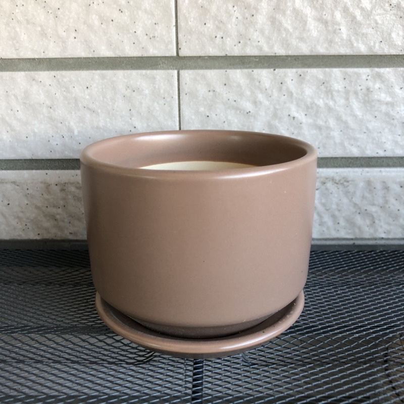 陶瓷花盆 釉盆 自帶盆底 室內盆器 北歐風 簡約 莫蘭迪 咖啡色