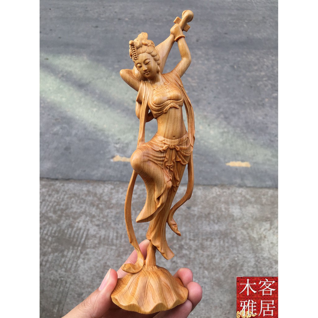 宫沢】飛天四大美女 精密細工 時代彫刻 古美術 置物 彫刻工芸品 彫刻 