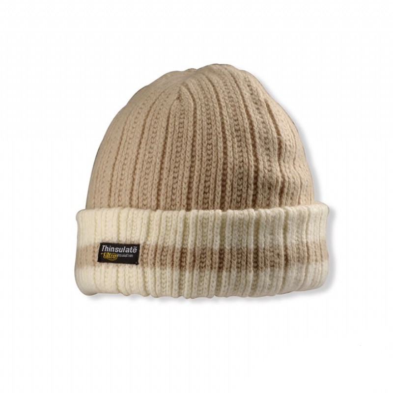 SNOWTRAVEL 3M防風透氣保暖羊毛帽(條紋摺邊) (駝黃)[STAR018d-stcal]