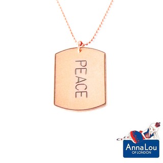 Anna Lou Of London 倫敦品牌 優雅方牌字墜 玫瑰金項鍊 PEACE