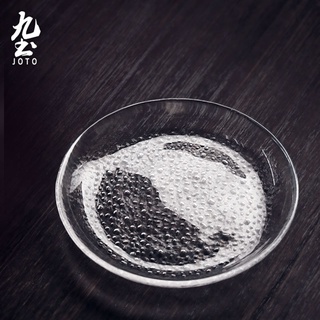 九土錘紋玻璃圓形餐盤透明餐盤錘紋玻璃餐具圓形家用甜品點心盤派對盤子冷盤盤子餐盤創意水果沙拉盤玻璃圓盤水晶盤CJR0428