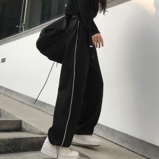 【ohi】大尺碼闊腿寬鬆束腳長褲女 女生寬褲 韓版九分褲百搭長褲 闊腿褲 直筒女長褲 百搭運動休閒褲(GX255)