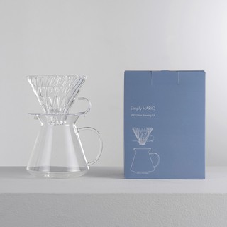 HARIO｜Simply V60清透玻璃手沖組 手沖咖啡壺 咖啡壺與量匙的套組