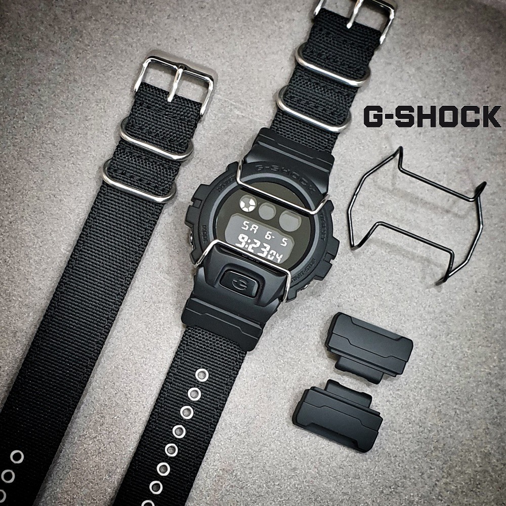 G-SHOCK改裝品/DW-6900系列專屬金屬#防撞保護器/可以加購NATO錶帶配件組/DW-6900BBN LOOK