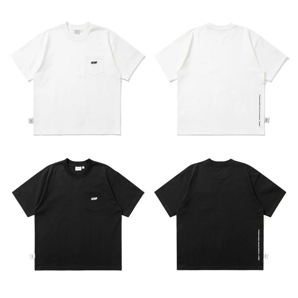 【P.COAST LAB】LAPRIMA EMBROIDERED POCKET CREWNECK TEE (黑色/白色)