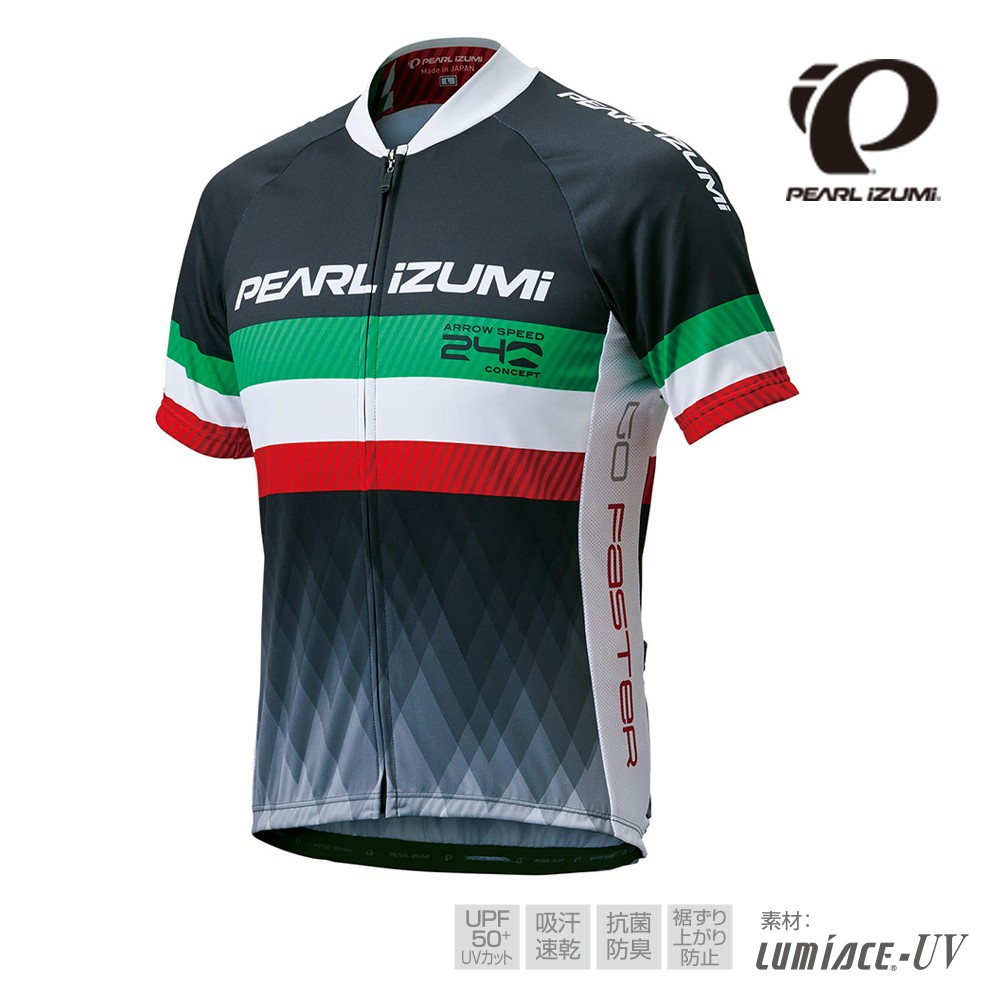 【PEARL iZUMi】日本進口 抗UV吸汗速乾設計款男短車衣 621-B-41  黑底綠白紅