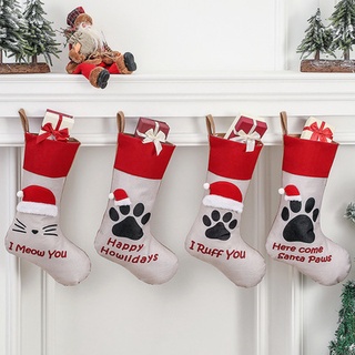 台灣現貨免運 貓咪造型聖誕襪 聖誕禮物袋 麻布聖誕襪 老公公聖誕襪 聖誕布置 聖誕館 聖誕交換禮物