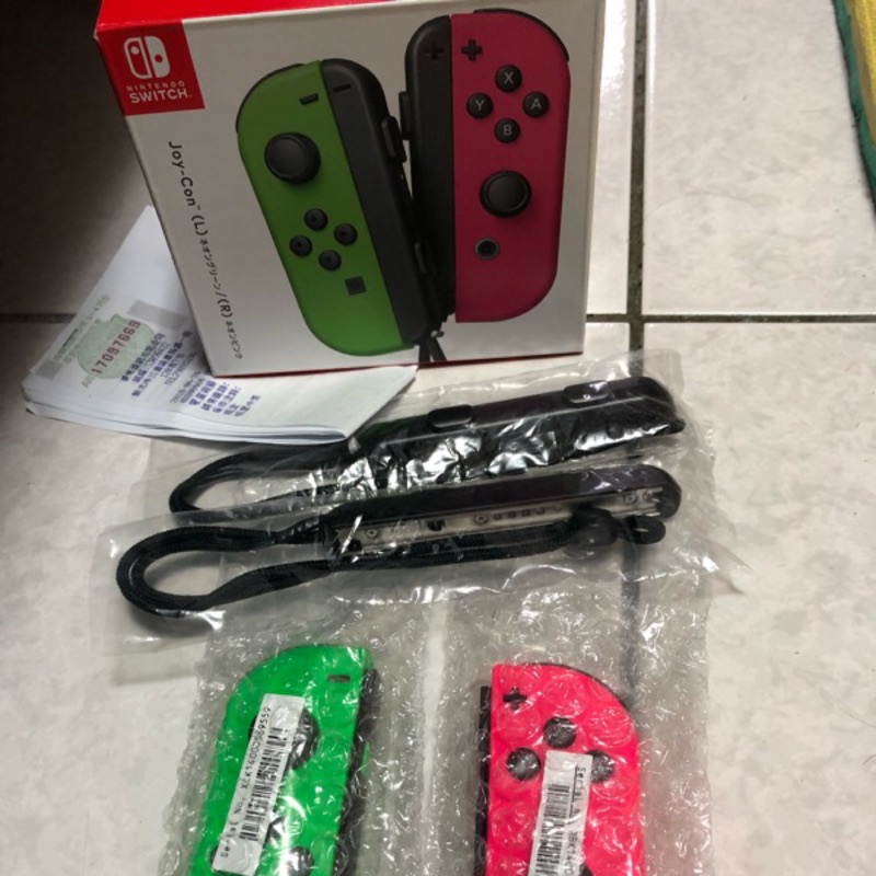 SWITCH joy-con 雙手把組 漆彈綠 粉紅色 二手