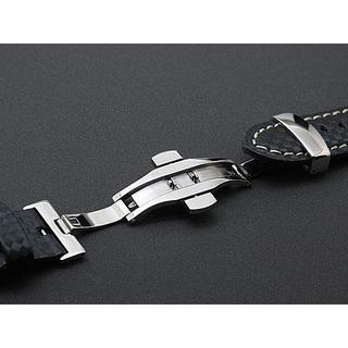 168錶帶配件~18mm 20mm 22mm高質感不鏽鋼精製双按式彈簧蝴蝶扣,有效延長皮製錶帶使用年限24mm